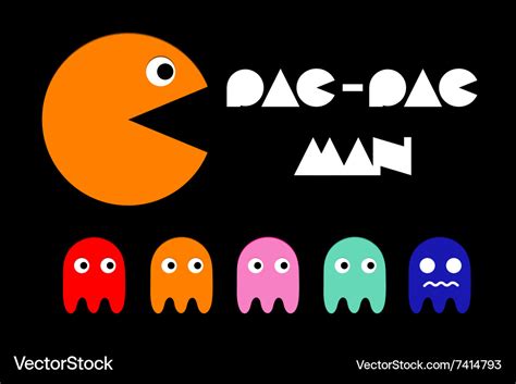 Pac Man Icon And Ghosts Retro Computer Arcade Vector Image