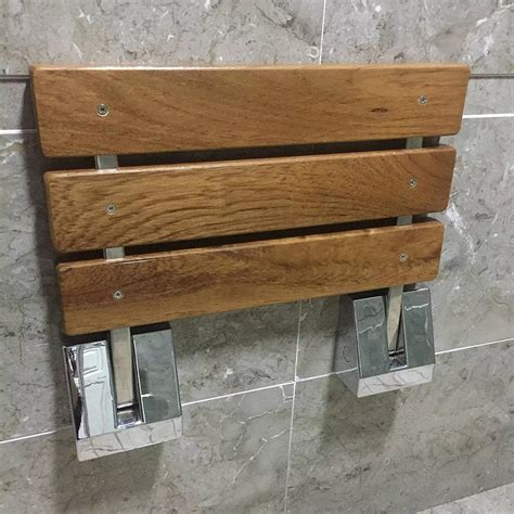 15 34 Modern Solid Teak Wood Folding Shower Seat Bench Etsy Canada