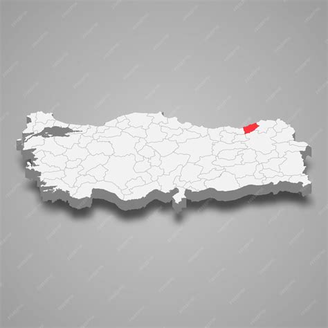 Premium Vector Rize Region Location Within Turkey 3d Map