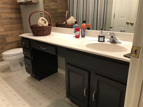 In any case, large areas of bathrooms must be brushed if the roller will not fit in. Bathroom cabinets painted (With images) | Painting ...