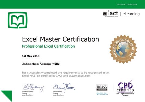 Excel Training Certificate Tutore Org Master Of Documents Photos