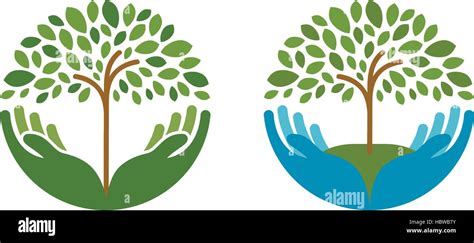 Ecology Natural Environment Vector Logo Tree Gardening Or Farming