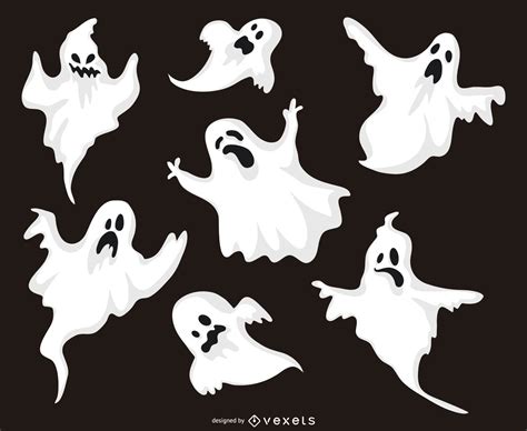 Halloween Ghost Illustrations Set Vector Download