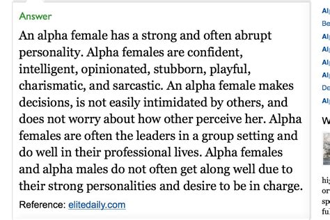 But In This Case We Do A Real Alpha Female Is The Epitome Of Feminine