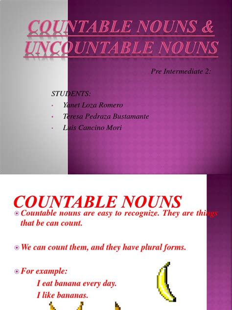 Countable And Uncountable Nounscountable And Uncountable Nounsppt