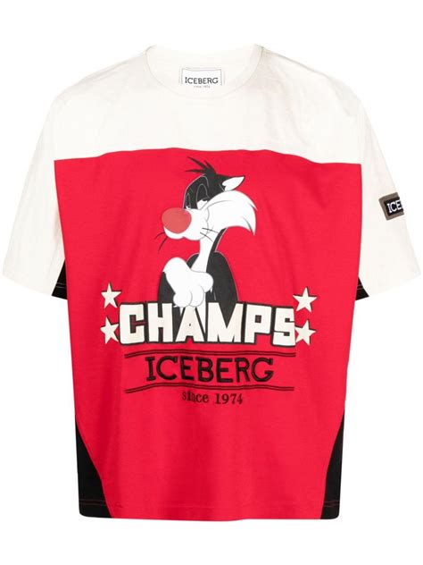 Iceberg X Looney Tunes Sylvester The Cat T Shirt In Red For Men Lyst Uk