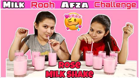 milk rooh afza drinking challenge rose milk shake food challenge india refreshing summer