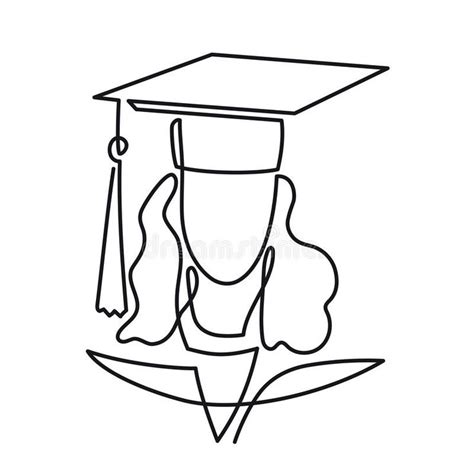 Continuous Line Drawing Of Graduation Student Vector One Line Art Icon