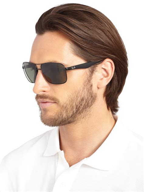 Lyst Ray Ban Mm Square Aviator Sunglasses In Black For Men