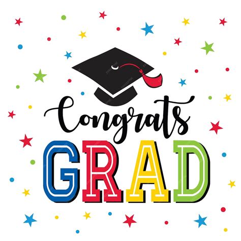 Premium Vector Congrats Grad Wordings With Graduation Toga Cap And
