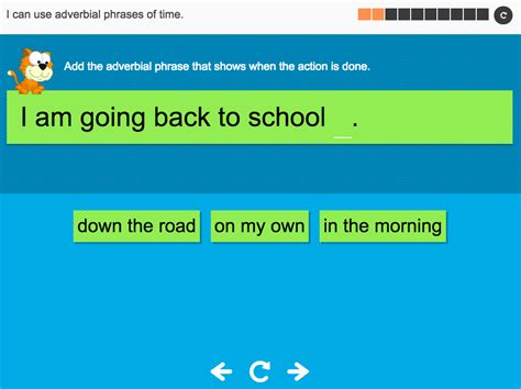 These adverbs can describe how often, how long or when something takes place. I can use adverbial phrases of time - Interactive Activity ...