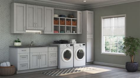 Shaker Base Cabinets In Dove Gray Kitchen The Home Depot