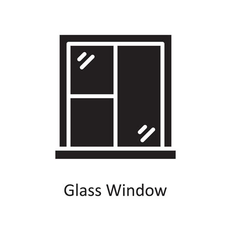 Glass Window Vector Solid Icon Design Illustration Housekeeping Symbol