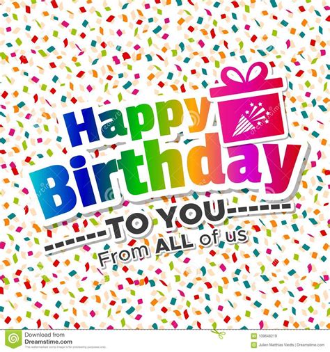 Happy Birthday To You From All Of Us Card Eps10 Vector Stock Vector