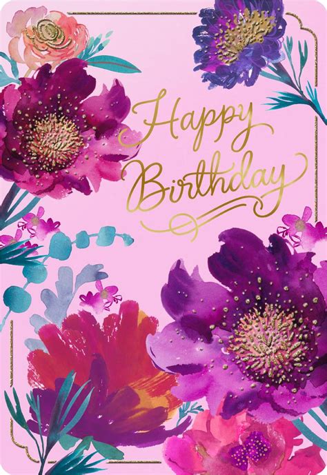 A gift wrapped with love and a handwritten birthday. Purple Flowers Jumbo Birthday Card, 16.25" - Greeting ...