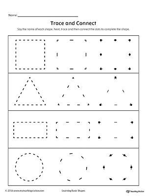 Teach basic shapes such as circle, square and oval as well as more advanced geometric shapes like rectangles, triangle, and pentagon. Trace and Connect Dots to Draw Shapes: Square, Triangle ...