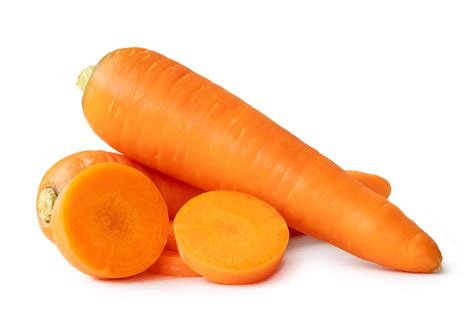 Two Fresh Orange Carrots With Slices In Stack Isolated With Clipping