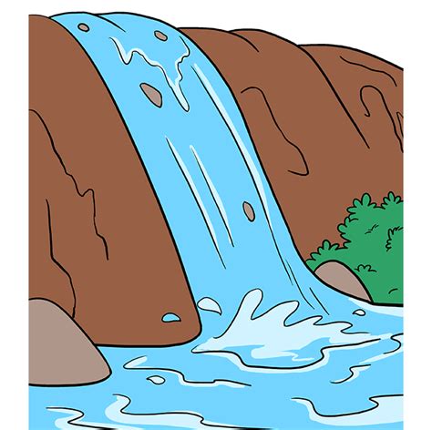 How To Draw A Waterfall Really Easy Drawing Tutorial Waterfall Drawing Drawing Tutorial