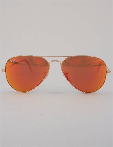 Ray Ban Aviator Large Sunglasses Matte Gold Mirror Orange Accessories From Iconsume Uk