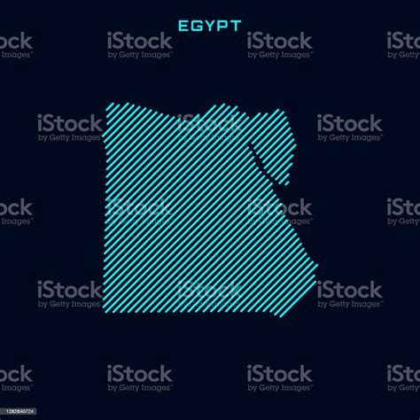Striped Map Of Egypt Vector Stock Illustration Design Template Stock