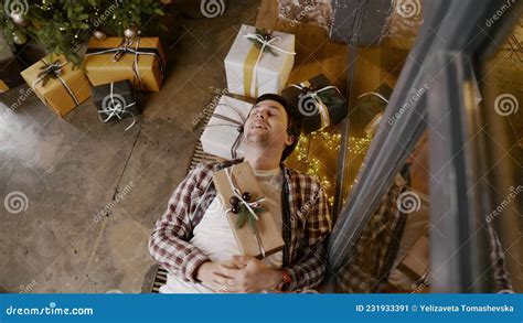 Depressed Man At Home On Christmas Loneliness On Christmas Eve New