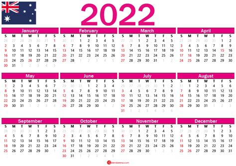 2022 Australia Calendar With Holidays Australia Calendar 2022 Free