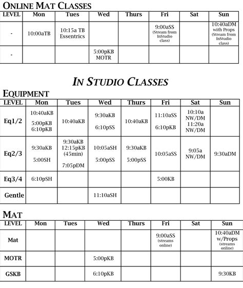 Schedule Integration Pilates Studio Edmonton Ab T5h 3j6