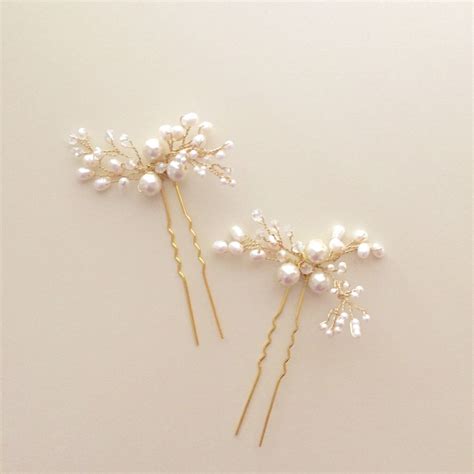Bridal Hair Pins Pearl Crystal Hair Pins Bridal Hair Flowers Pearl