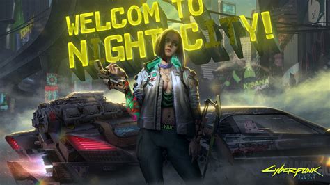 Neon Welcome To Night City Cyberpunk 2077 Wallpaper Hd