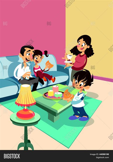 Lovely low cost interior design for homes in kerala decor. Cartoon Family Living Vector & Photo (Free Trial) | Bigstock