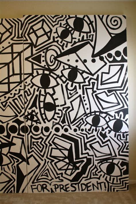 Original Large Black And White Cubism Abstract Street Art Urban Pop Art