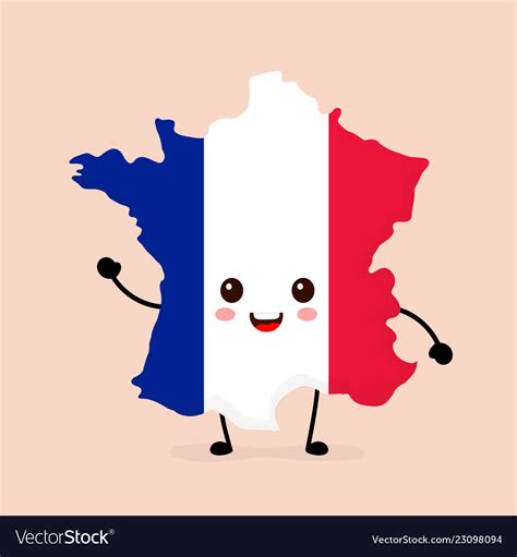 Cute Funny Smiling Happy France Map Royalty Free Vector