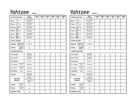 Yahtzee score card | Yahtzee score card, Yahtzee score 