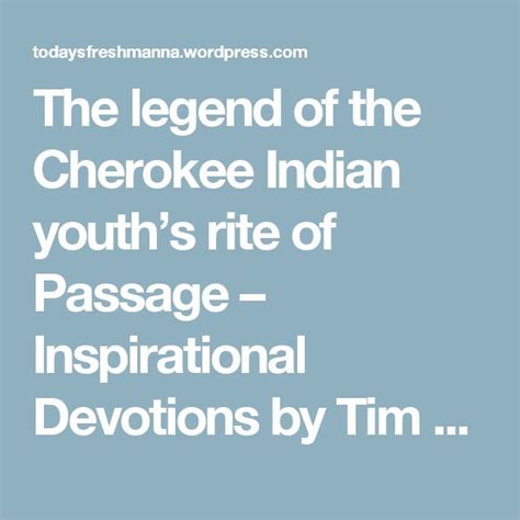 The Legend Of The Cherokee Indian Youths Rite Of Passage Rite Of Passage Cherokee Indian