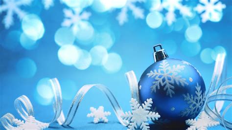 Blue Christmas Ornaments Ribbon Snowflake Hd Snowflake Wallpapers Hd