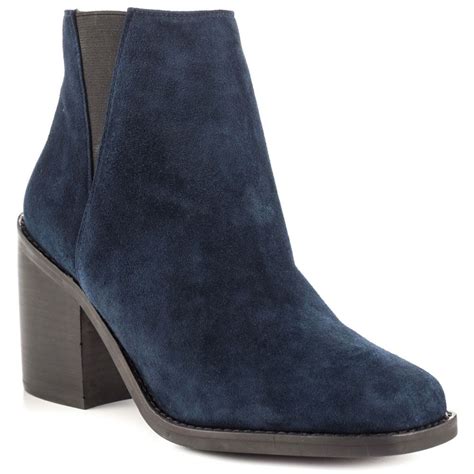 Lovenia Navy Suede Main View Blue Ankle Boots Womens Fashion Shoes