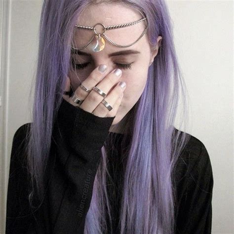 32 looks to inspire you from light lilac shades to bright purple hues, find inspo for every shade of purple hair! indie aliencreature purple hair style cute moon rings ...