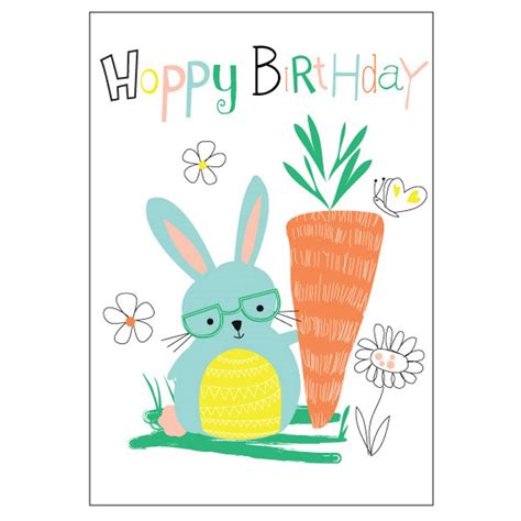 Hoppy Birthday Card Rabbit With Large Carrot Just4rabbits