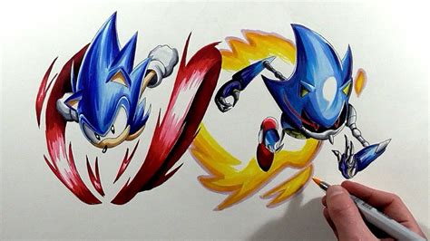 Drawing Sonic Vs Metal Sonic Youtube