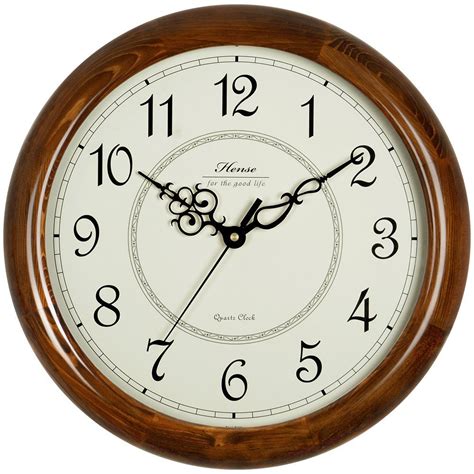 Hense 14 Inch Large Wood Wall Clock Retro Vintage Style