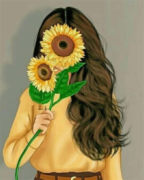 Aesthetic Sunflower Girl Drawing
