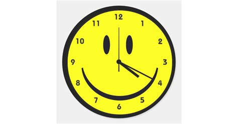 Happy Hippy Face Clock Classic Round Sticker Zazzle