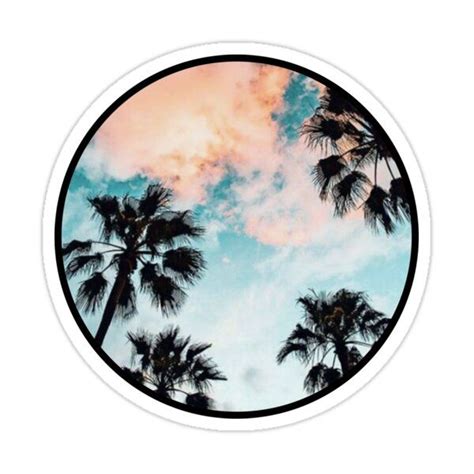 Sunset Palm Tree Circular Sticker By Bohemiandesignz In 2021 Tumblr