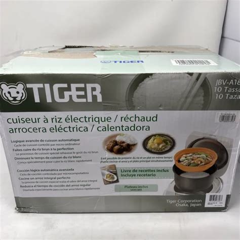 TIGER JBV A18U W 10 CUP Uncooked Micom Rice Cooker With Food Steamer