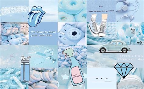 blue aesthetic collage wallpaper for laptop