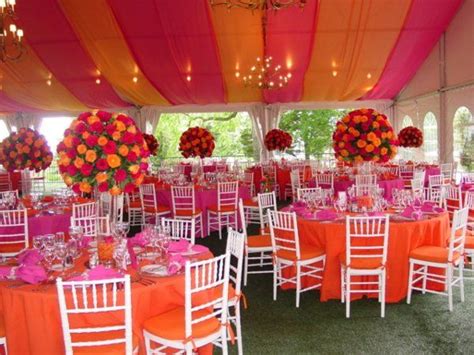 Hot Pink And Orange Tent Wedding Reception Decor Pinterest