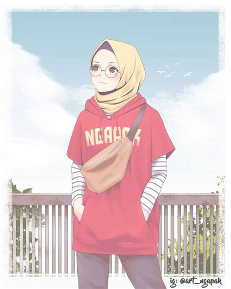 1000 Gambar Kartun Wanita Muslimah Cantik Dan Lucu Anime Girl Hijab Hoodie 900x1125