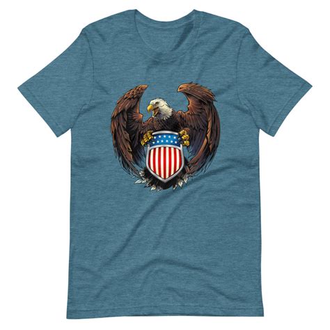 Eagle With Us Flag Crest Short Sleeve Unisex T Shirt Flyland Designs