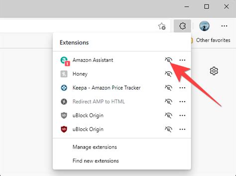 How To Hide Or Show Extensions On The Microsoft Edge Toolbar