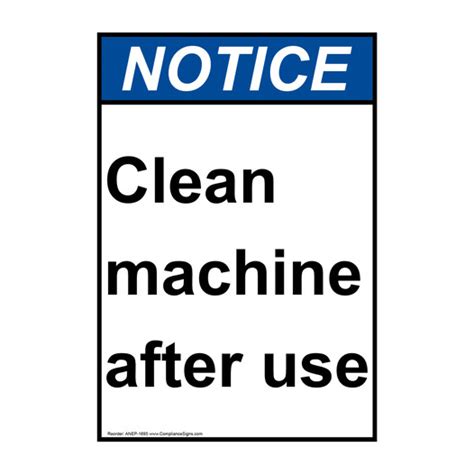 Vertical Clean Machine After Use Sign Ansi Notice Housekeeping